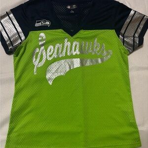 NFL Seahawks Green and Silver Women's Jersey
